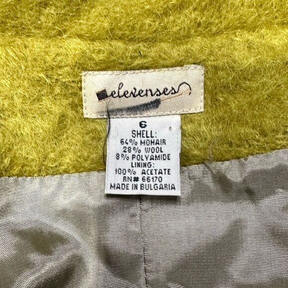 Elevenses Anthropologie Vintage Gold-Green Mohair Retro Wool Jacket Size 6 - Picture 8 of 8